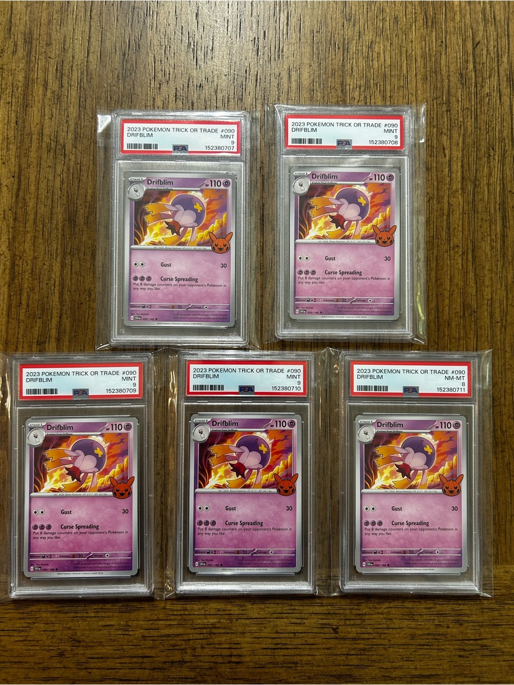 Pokemon PSA Graded 2023 Pokémon Drifblim Trick or Trade - Set include 5 cards